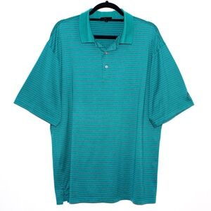 Vintage Y2K Nick Price Teal Striped Performance Polo Shirt